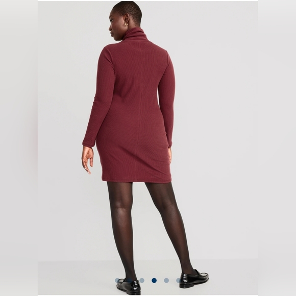 Fitted Mock-Neck Rib-Knit Mini Dress for Women - Picture 3 of 5